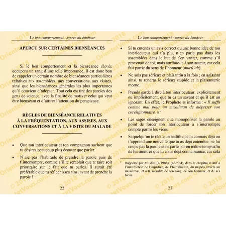 Le Bon Comportement: Source du Bonheur