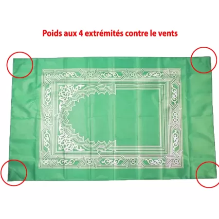 Tapis de prière de poche avec boussole et poids intégrés