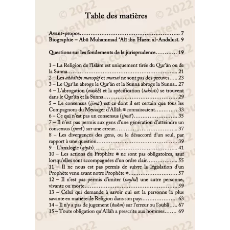 Le livre des fondements de la jurisprudence [Ibn Hazm]