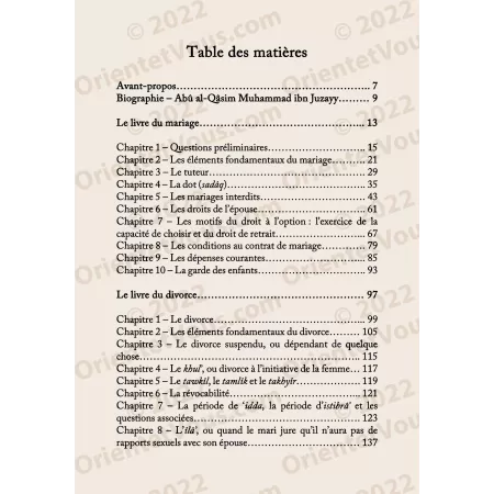 Le livre du mariage et du divorce [Ibn Juzayy]