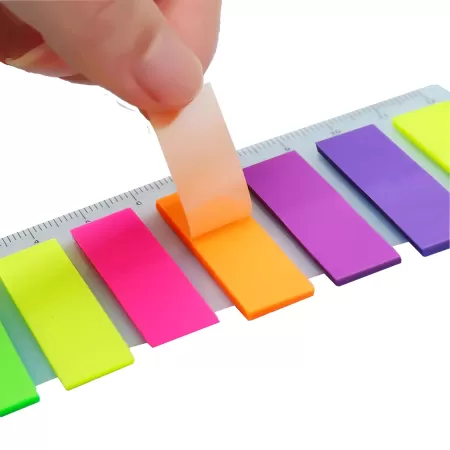 Languettes adhésives transparentes multicolores avec dévidoir