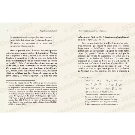 Programme quotidien pour l'étudiant en sciences religieuses