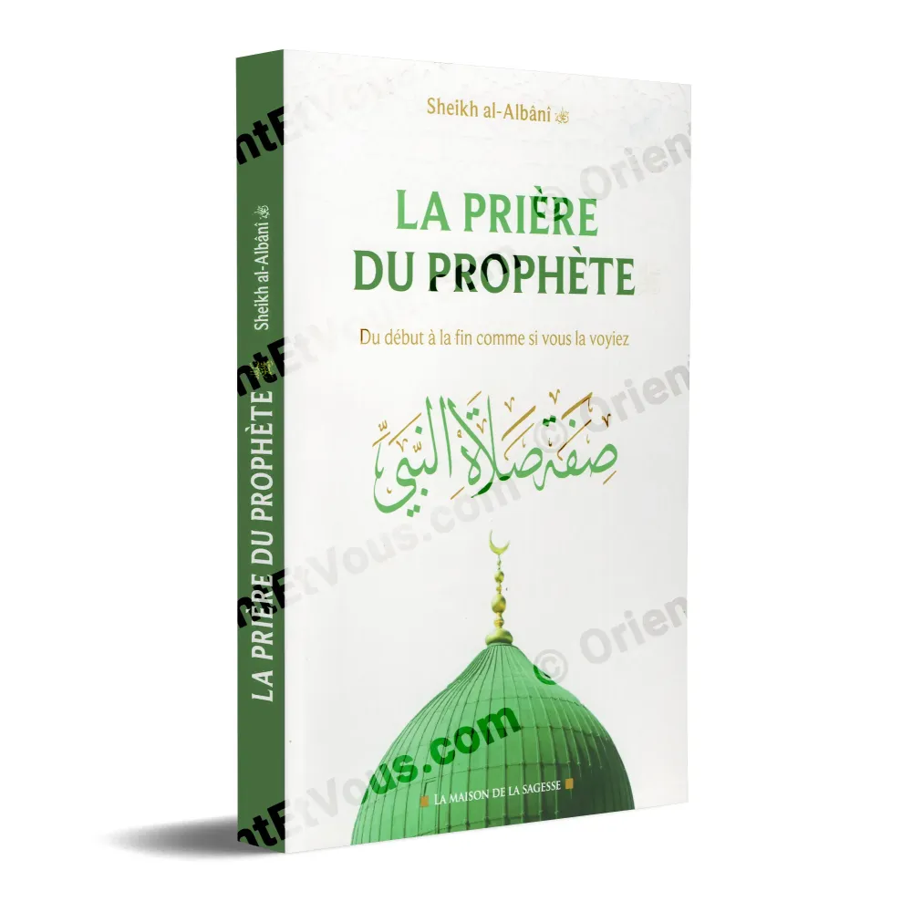 Cover of the book Prayer of the Prophet al-Albani showing title in French and Arabic Cover of the book Prayer of the Prophet al-Albani showing title in French and Arabic
