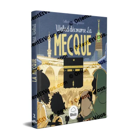Couverture du livre Walad Mecque enfant montrant Walad et sa famille devant la Kaaba à La Mecque