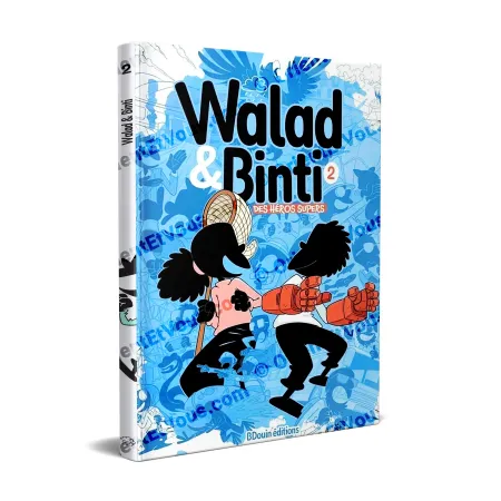 Couverture de Walad & Binti bande dessinée Tome 2 Des héros supers, BD jeunesse amusante et éducative pour enfants