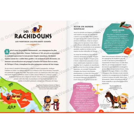 Pages intérieures sur les califes bien guidés, extrait de L’Histoire des Musulmans racontée aux enfants