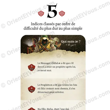 Companion Quest [French] card with five difficulty clues