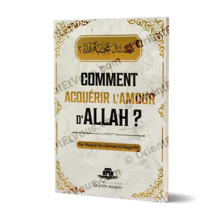 3D cover of the book How to Attain the Love of Allah [French], showing Arabic and French title with golden frame