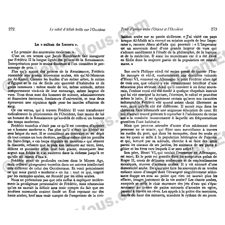 صفحة من كتاب شمس الله تشرق على الغرب لزيغريد هونكه تتحدث عن فريدريك الثاني والتأثير العربي