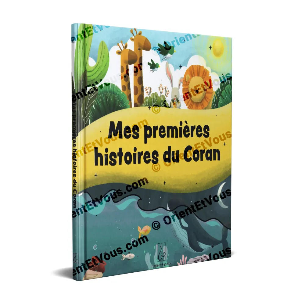 Couverture 3D du livre Mes Premières Histoires du Coran avec animaux et décor marin Couverture 3D du livre Mes Premières Histoires du Coran avec animaux et décor marin