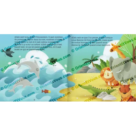 Inside pages of My First Stories from the Qur’an [French] with animals and explained verses