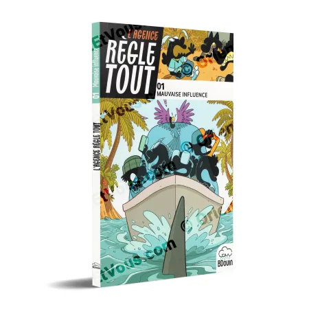 3D cover of The Agency That Fixes Everything, Tome 1 Bad Influencer, youth adventure comic [French]