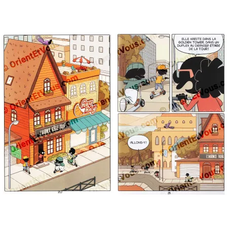 Planches de L’Agence Règle Tout Mauvaise Influenceuse, enfants en mission quittant l’agence