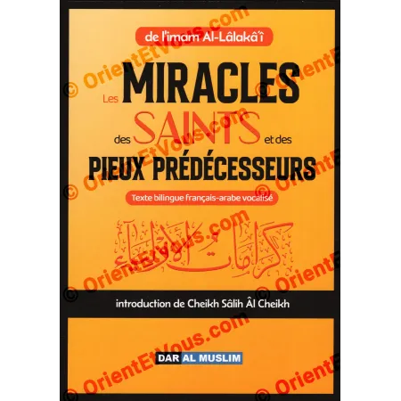 Front cover of The Miracles of the Saints and the Pious Predecessors, French/Arabic book with full bilingual title