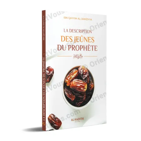Couverture 3D du livre La Description des Jeûnes du Prophète – Ibn al-Qayyim, avec dattes en illustration