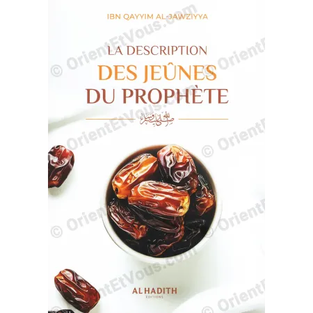 Couverture du livre La Description des Jeûnes du Prophète – Ibn al-Qayyim avec un bol de dattes en gros plan