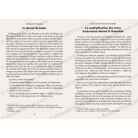 Pages internes du livre La Description des Jeûnes du Prophète – Ibn al-Qayyim présentant un extrait du texte