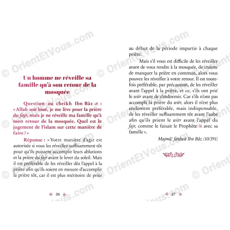 Pages intérieures du livre Les fatwas des grands savants sur la prière du fajr montrant une fatwa de Cheikh Ibn Bâz