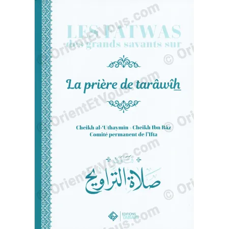 Front cover of “The Fatwas of the Great Scholars on the Tarawih Prayer” [French] – fatwas great scholars tarawih