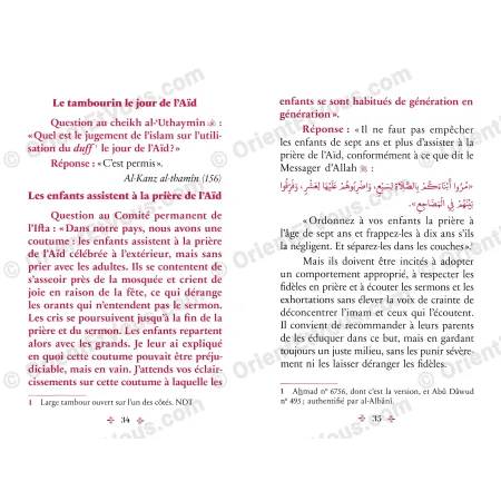 Pages intérieures du livre Les fatwas des grands savants sur les fêtes islamiques, section Aïd, fatwas grands savants fêtes