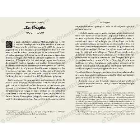 Extrait intérieur du livre analysant les Évangiles dans un parcours de conversion chrétien islam
