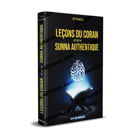 3D view of the book “Lessons from the Qur’an and the Authentic Sunnah” – French edition, black cover with yellow title