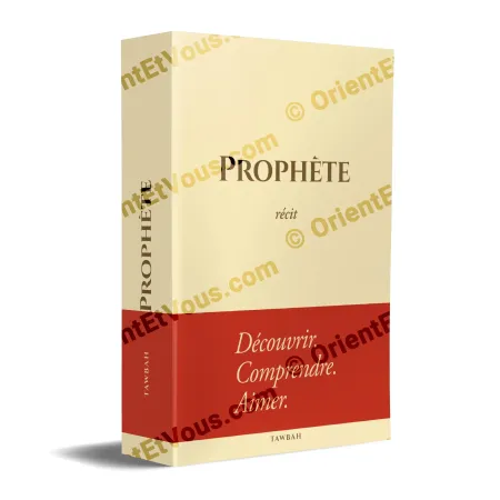 Prophet Narrative Tawbah, French book in 3D showing the title and red lower cover