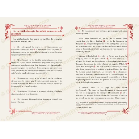 Follow the Path of the Righteous Predecessors with Uprightness, inside pages showing Islamic content [French]