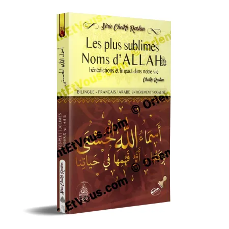 3D cover of the French book “The Beautiful Names of Allah”, illustrating Allah names blessings life