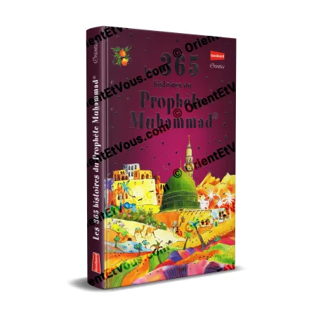 365 Stories of the Prophet Muhammad, French book with illustrated cover showing Madinah and scenes from the Seerah