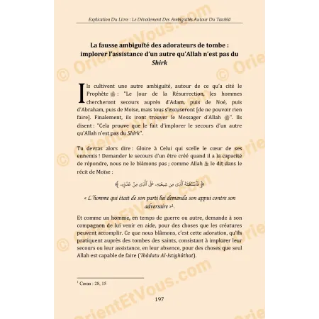 Page intérieure du livre exposant une ambiguïté doctrinale liée à l’invocation et à la demande de secours