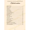 فهرس محتويات كتاب باللغة الفرنسية يبين اسماء العلماء وارقام الصفحات