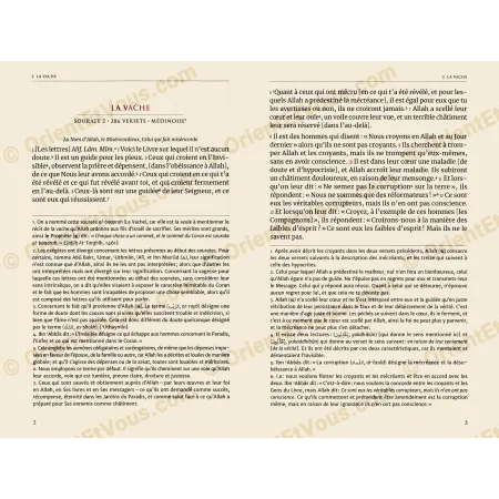 Interior pages of The Quran Tawbah edition French translation Surah Al Baqarah