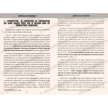 Extrait intérieur du livre L Argent dans la vie du Musulman introduction sur les lignes rouges financieres