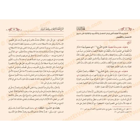 Pages intérieures du livre لمعة البيان شرح تحفة الإخوان في علم البيان avec texte arabe et annotations explicatives