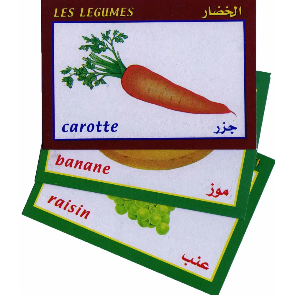 Cartes &eacute;ducatives bilingues (arabe/fran&ccedil;ais): Les fruits et l&eacute;gumes