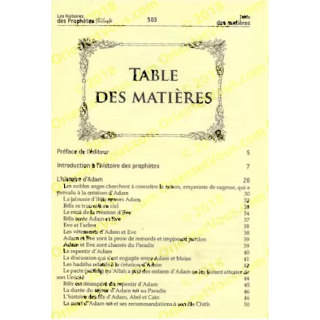 L'Authentique des Histoires des Prophètes