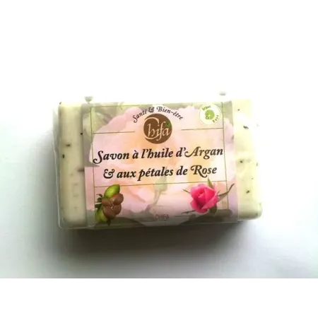 Savon &agrave; l&#039;huile d&#039;Argan & aux p&eacute;tales de Rose