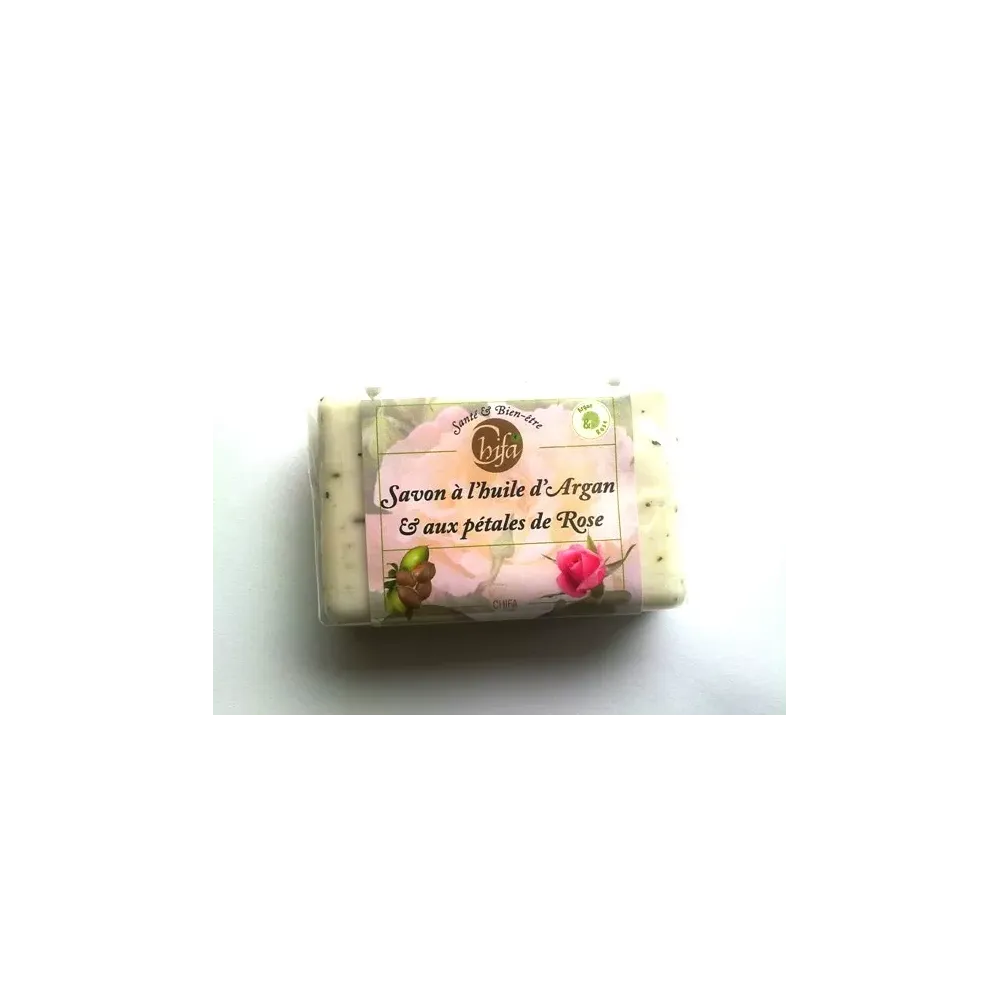 Savon &agrave; l&#039;huile d&#039;Argan & aux p&eacute;tales de Rose