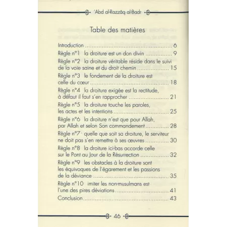 10 Règles dans la Droiture