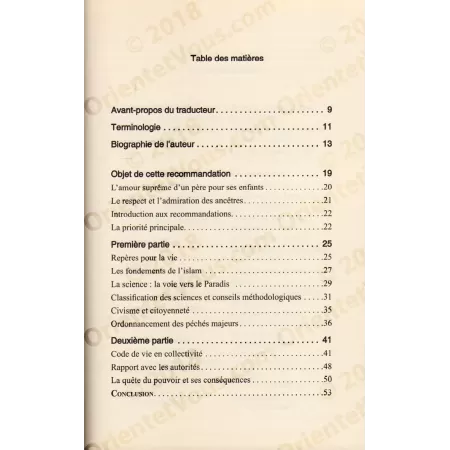 Recommandations d'un père à ses enfants