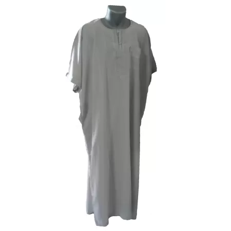 Qamis Ikaf manche courte Gris clair